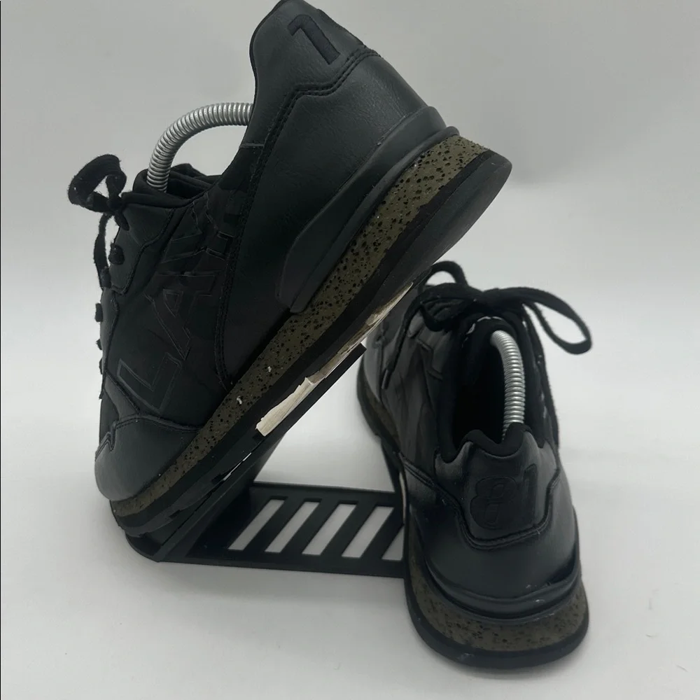 Replay Arthur Black Leather Men's Sneakers Lace Up Low Profile Black Size US10